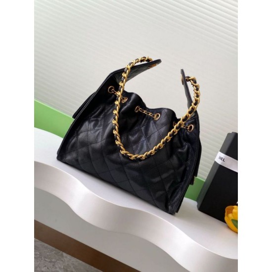 Replica Chanel AS5293 Borse  a secchiello piccola Hobo Vintage con coulisse in pelle di vitello granata nera