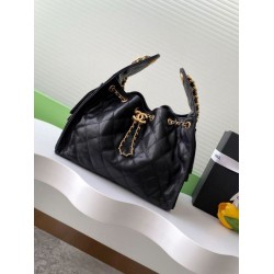 Chanel AS5293 Borse a secchiello piccola Hobo Vintage con coulisse in pelle di vitello granata nera