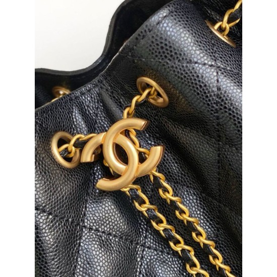 Replica Chanel AS5293 Borse  a secchiello piccola Hobo Vintage con coulisse in pelle di vitello granata nera