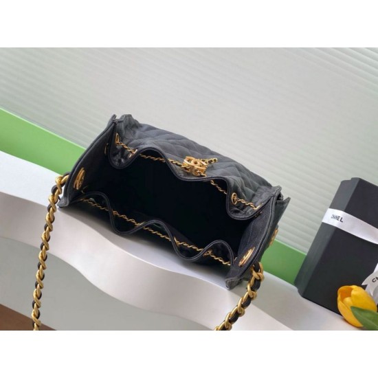 Replica Chanel AS5293 Borse  a secchiello piccola Hobo Vintage con coulisse in pelle di vitello granata nera