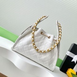 Replica Chanel AS5293 Borse Firmate a secchiello piccola Hobo Vintage con coulisse in pelle di vitello granata Bianco Imitazioni Replica Chanel AS5293 Borse Firmate a secchiello piccola Hobo Vintage con coulisse in pelle di vitello granata Bianco