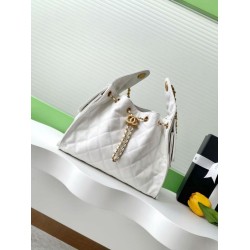 Chanel AS5293 Borse a secchiello piccola Hobo Vintage con coulisse in pelle di vitello granata Bianco