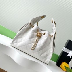 Replica Chanel AS5293 Borse Firmate  a secchiello piccola Hobo Vintage con coulisse in pelle di vitello granata Bianco