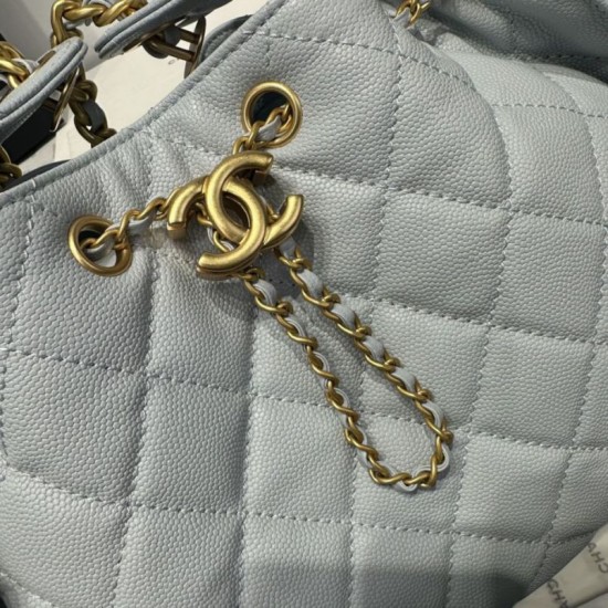 Replica Chanel 25c AS5293 Borsa a secchiello Hobo Vintage piccola con coulisse in pelle di vitello granata Blu