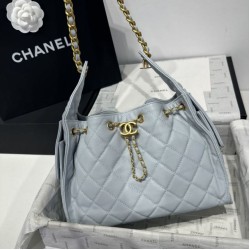 Replica Chanel 25c AS5293 Borsa a secchiello Hobo Vintage piccola con coulisse in pelle di vitello granata Blu