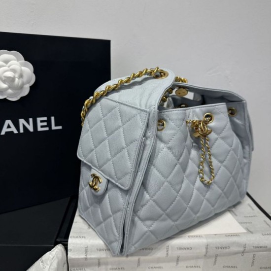 Replica Chanel 25c AS5293 Borsa a secchiello Hobo Vintage piccola con coulisse in pelle di vitello granata Blu
