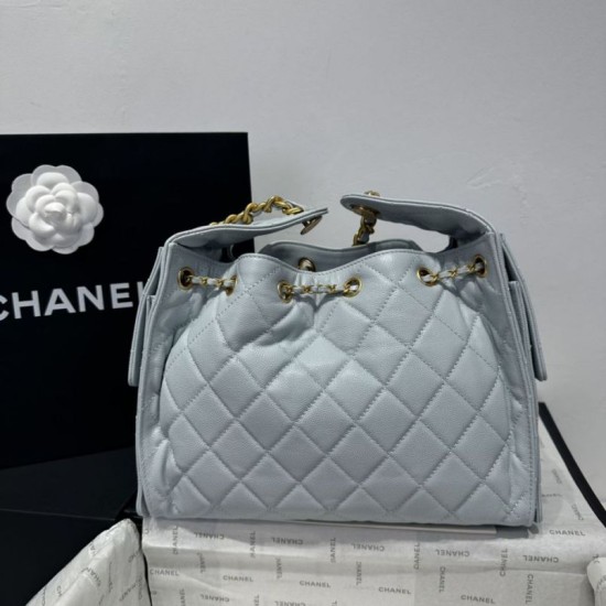 Replica Chanel 25c AS5293 Borsa a secchiello Hobo Vintage piccola con coulisse in pelle di vitello granata Blu