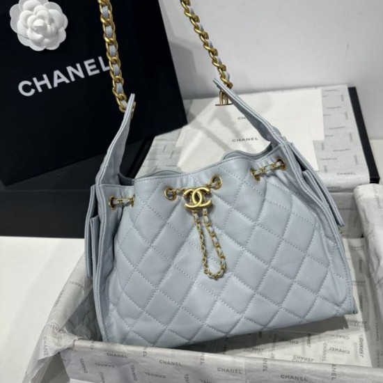 Replica Chanel 25c AS5293 Borsa a secchiello Hobo Vintage piccola con coulisse in pelle di vitello granata Blu