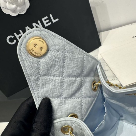 Replica Chanel 25c AS5293 Borsa a secchiello Hobo Vintage piccola con coulisse in pelle di vitello granata Blu