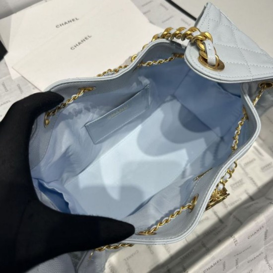 Replica Chanel 25c AS5293 Borsa a secchiello Hobo Vintage piccola con coulisse in pelle di vitello granata Blu