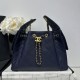 Replica Chanel 25c AS5293 Borsa a secchiello Hobo Vintage piccola con coulisse in pelle di vitello granata Blu scuro