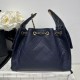 Replica Chanel 25c AS5293 Borsa a secchiello Hobo Vintage piccola con coulisse in pelle di vitello granata Blu scuro