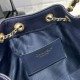 Replica Chanel 25c AS5293 Borsa a secchiello Hobo Vintage piccola con coulisse in pelle di vitello granata Blu scuro
