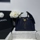 Replica Chanel 25c AS5293 Borsa a secchiello Hobo Vintage piccola con coulisse in pelle di vitello granata Blu scuro