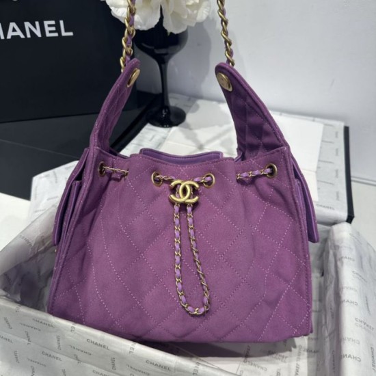 Replica Chanel 25c AS5293 Bora Pari a secchiello Hobo Vintage piccola con coulisse Denim Viola Imitazioni Replica Chanel 25c AS5293 Bora Pari a secchiello Hobo Vintage piccola con coulisse Denim Viola