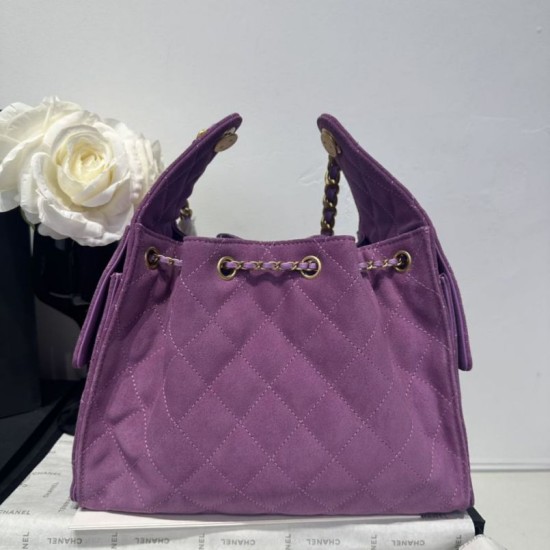 Replica Chanel 25c AS5293 Bora Pari a secchiello Hobo Vintage piccola con coulisse Denim Viola Imitazioni Replica Chanel 25c AS5293 Bora Pari a secchiello Hobo Vintage piccola con coulisse Denim Viola