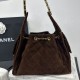 Replica Chanel 25c AS5293 Borse Firmate a secchiello Hobo Vintage piccola con coulisse Denim Caffè Imitazioni Replica Chanel 25c AS5293 Borse Firmate a secchiello Hobo Vintage piccola con coulisse Denim Caffè