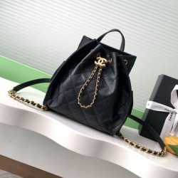 Replica Chanel 25B Zaino medio in pelle di vitello granata nera AS5600