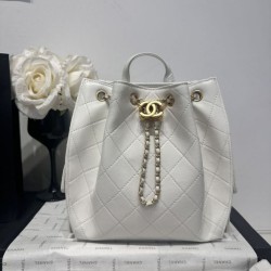 Replica Zaino Chanel 25B Medio in Vitello Granato Bianco AS5600