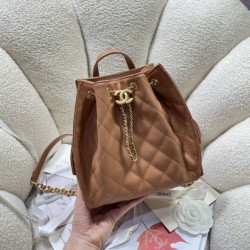 Replica Zaino Chanel 25B Medio in Vitello Granato Marrone AS5600