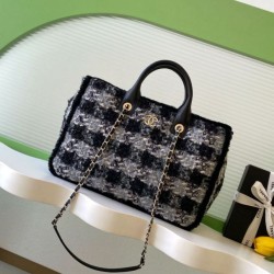 Replica borse griffate Shopping Chanel 25N AS5689 in Tweed Agnello Coco Neige Nero