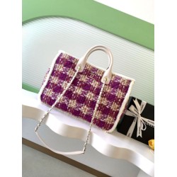 Borse Shopping Chanel 25N AS5689 in Tweed Agnello Coco Neige Viola