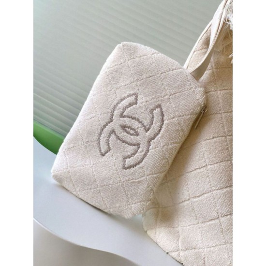 Replica Borsa Tote Chanel Coco Beach con Borsa Piccola Agnello Bianco Imitazioni Replica Borsa Tote Chanel Coco Beach con Borsa Piccola Agnello Bianco