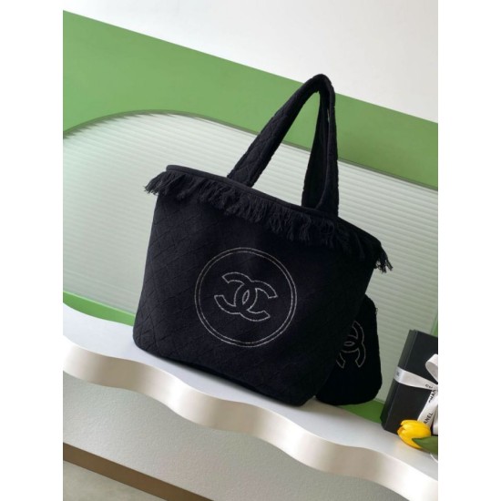 Replica Borsa Tote Chanel Coco Beach con Borsa Piccola Agnello Nero Imitazioni Replica Borsa Tote Chanel Coco Beach con Borsa Piccola Agnello Nero