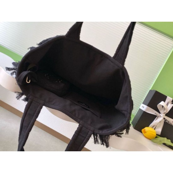 Replica Borsa Tote Chanel Coco Beach con Borsa Piccola Agnello Nero Imitazioni Replica Borsa Tote Chanel Coco Beach con Borsa Piccola Agnello Nero
