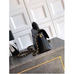 Borsa Tote Chanel 25k Classica con Patta Caviar Pelle di Vitello Nera Hardware Oro