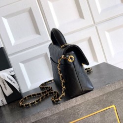 Replica Borsa Tote Chanel 25k Classica con Patta Caviar Pelle di Vitello Nera Hardware Oro