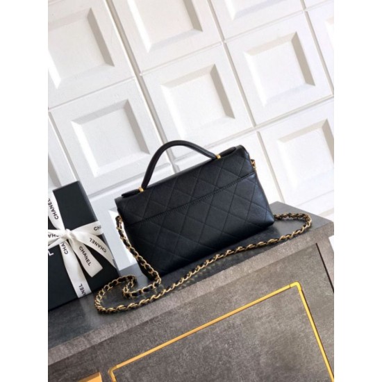 Replica Borsa Tote Chanel 25k Classica con Patta Caviar Pelle di Vitello Nera Hardware Oro Imitazioni Replica Borsa Tote Chanel 25k Classica con Patta Caviar Pelle di Vitello Nera Hardware Oro