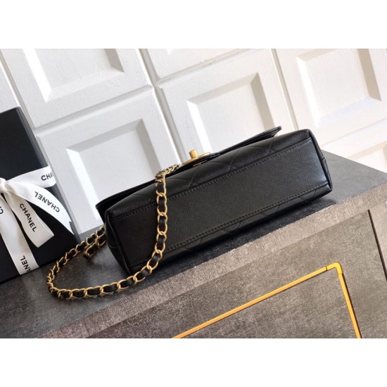 Replica Borsa Tote Chanel 25k Classica con Patta Caviar Pelle di Vitello Nera Hardware Oro Imitazioni Replica Borsa Tote Chanel 25k Classica con Patta Caviar Pelle di Vitello Nera Hardware Oro
