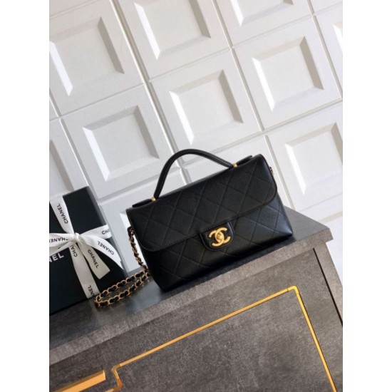 Replica Borsa Tote Chanel 25k Classica con Patta Caviar Pelle di Vitello Nera Hardware Oro Imitazioni Replica Borsa Tote Chanel 25k Classica con Patta Caviar Pelle di Vitello Nera Hardware Oro
