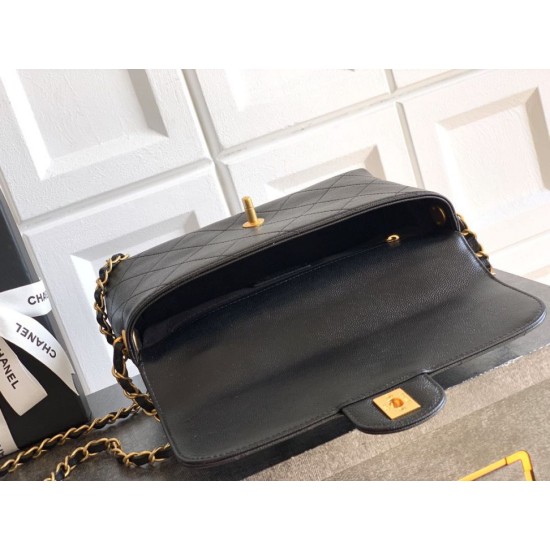 Replica Borsa Tote Chanel 25k Classica con Patta Caviar Pelle di Vitello Nera Hardware Oro Imitazioni Replica Borsa Tote Chanel 25k Classica con Patta Caviar Pelle di Vitello Nera Hardware Oro