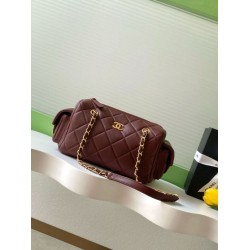 Borse bowling piccola Chanel AS5792 Pelle di agnello Bordeaux