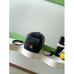 Borse bowling piccola Chanel AS5792 Pelle di vitello granata Nero Borse bowling piccola Chanel AS5792 Pelle di vitello granata Nero