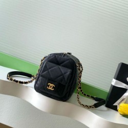 Replica Borse bowling piccola Chanel AS5792 Pelle di vitello granata Nero Imitazioni Replica Borse bowling piccola Chanel AS5792 Pelle di vitello granata Nero
