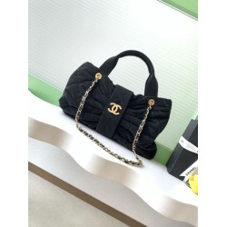 Borsa a fiocco Chanel 25K Pelle di vitello AS5851 Nero