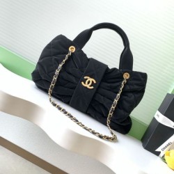 Replica Borsa  1:1 a fiocco Chanel 25K Pelle di vitello AS5851 Nero