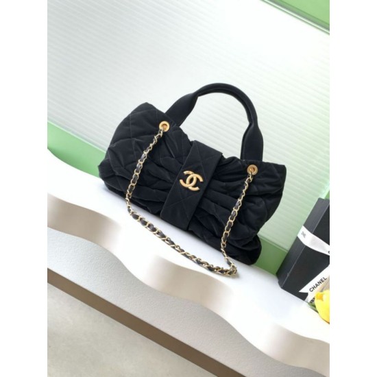 Replica Borsa  1:1 a fiocco Chanel 25K Pelle di vitello AS5851 Nero
