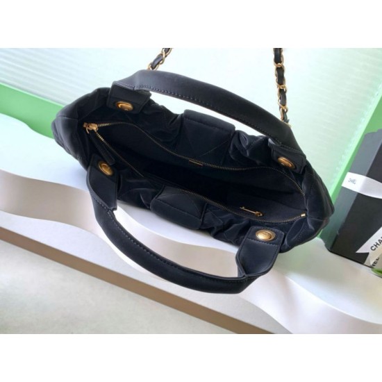 Replica Borsa  1:1 a fiocco Chanel 25K Pelle di vitello AS5851 Nero