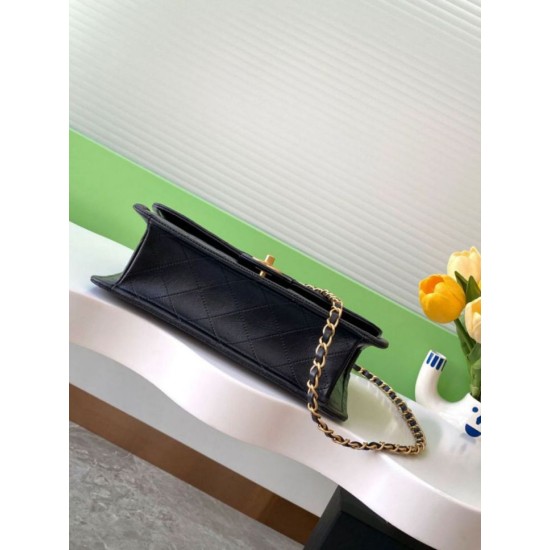 Replica Borse  Sweet Flap Chanel 24K Pelle di vacchetta oliata e cerata AS5145 Nero