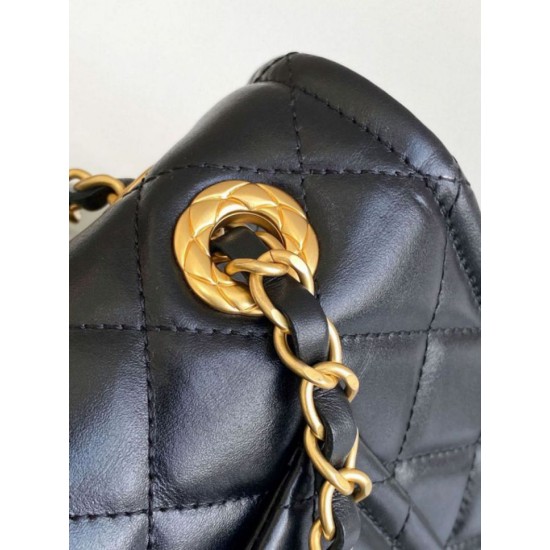 Replica Borse  Sweet Flap Chanel 24K Pelle di vacchetta oliata e cerata AS5145 Nero