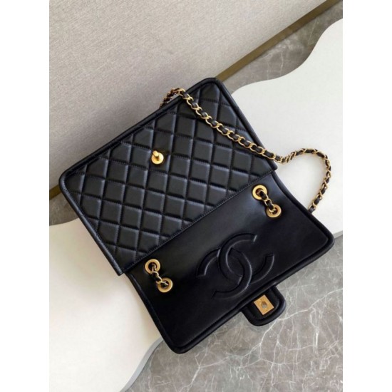 Replica Borse  Sweet Flap Chanel 24K Pelle di vacchetta oliata e cerata AS5145 Nero