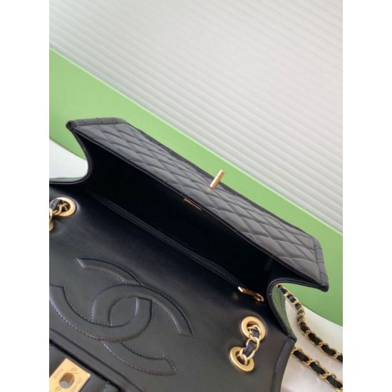 Replica Borse  Sweet Flap Chanel 24K Pelle di vacchetta oliata e cerata AS5145 Nero