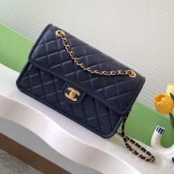 Replica Borsa Sweet Flap Chanel 24K Pelle di vacchetta oliata e cerata AS5145 Blu