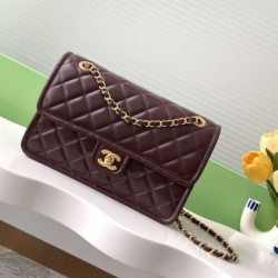 Replica Borsa Chanel Sweet Flap 24K Pelle di vacchetta oliata e cerata AS5145 Borgogna