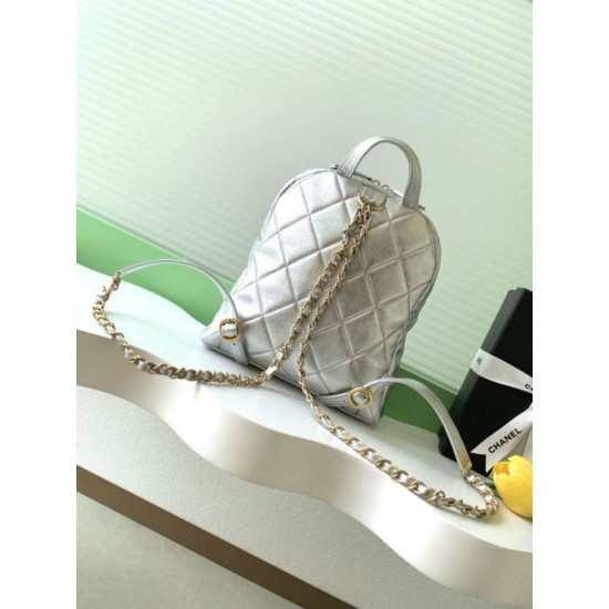Replica Zaino Chanel 25K Pelle di vitello granata AS5793 Argento Imitazioni Replica Zaino Chanel 25K Pelle di vitello granata AS5793 Argento