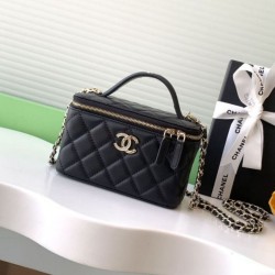 Replica Borsa a tracolla Chanel 25C Vanity con catena AP4404 Nero